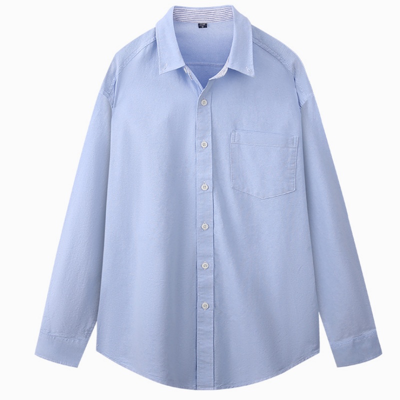 Oxford Cotton Casual Shirt Business - 남성용 5XL 옥스포드 100% 면 긴팔
