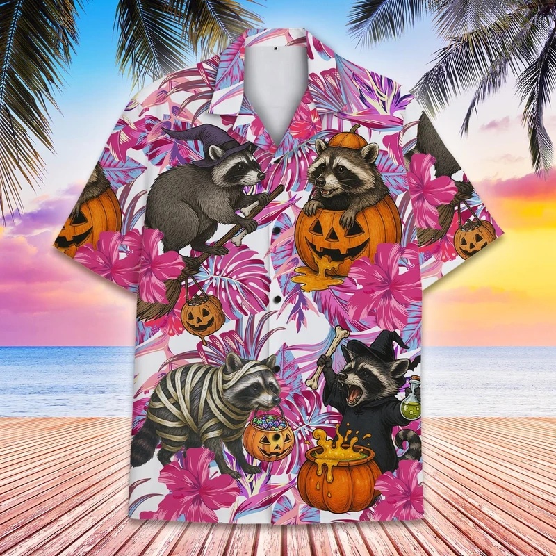남성용 여름 하와이안 라쿤 호박 Y2k 스컬 셔츠, 남 - Vintage Hawaiian Floral Shirt 리뷰 및 가격