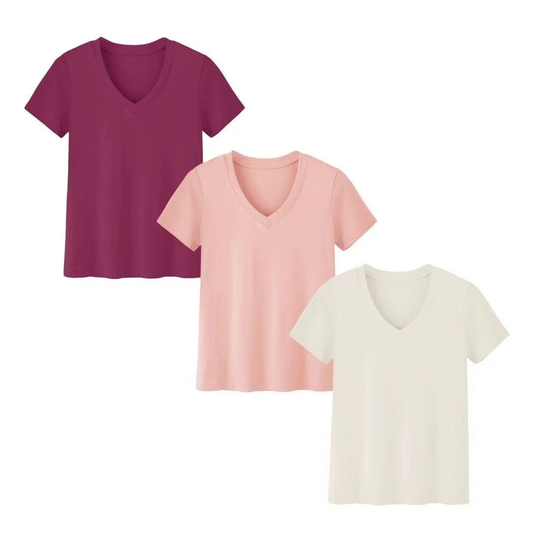 여성용 반팔 크루넥 세트, 일반 길이, 일본풍/한국풍  - T-Shirts 리뷰 및 가격
